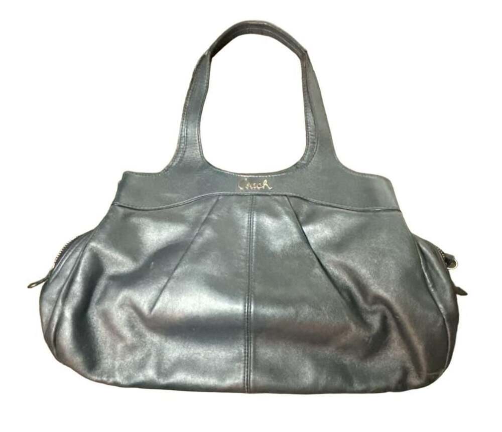 Coach Penelope Leather Shoulder Bag Grey Metallic